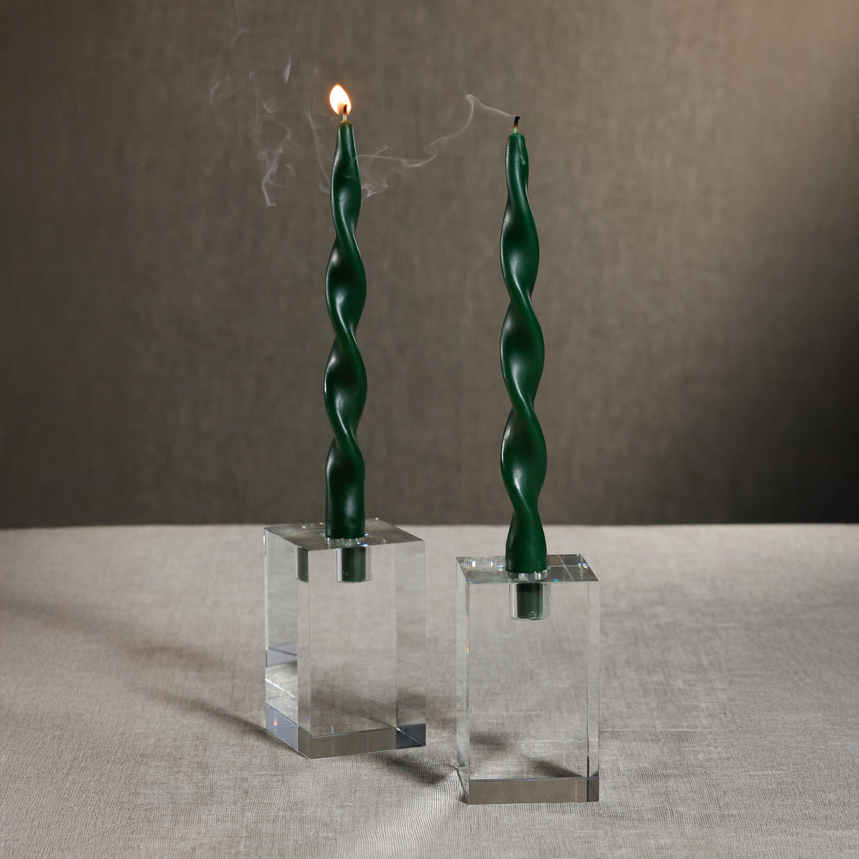 Zodax 12" Alpine Green Lumire Twist Formal Taper Candles, Set of 12 Holiday Table Dcor