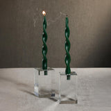 Zodax 12" Alpine Green Lumire Twist Formal Taper Candles, Set of 12 Holiday Table Dcor