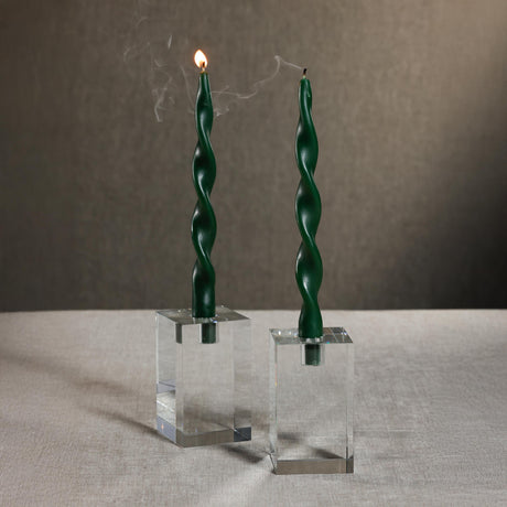 Zodax 12" Alpine Green Lumire Twist Formal Taper Candles, Set of 12 Holiday Table Dcor