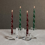 Zodax 12" Alpine Green Lumire Twist Formal Taper Candles, Set of 12 Holiday Table Dcor