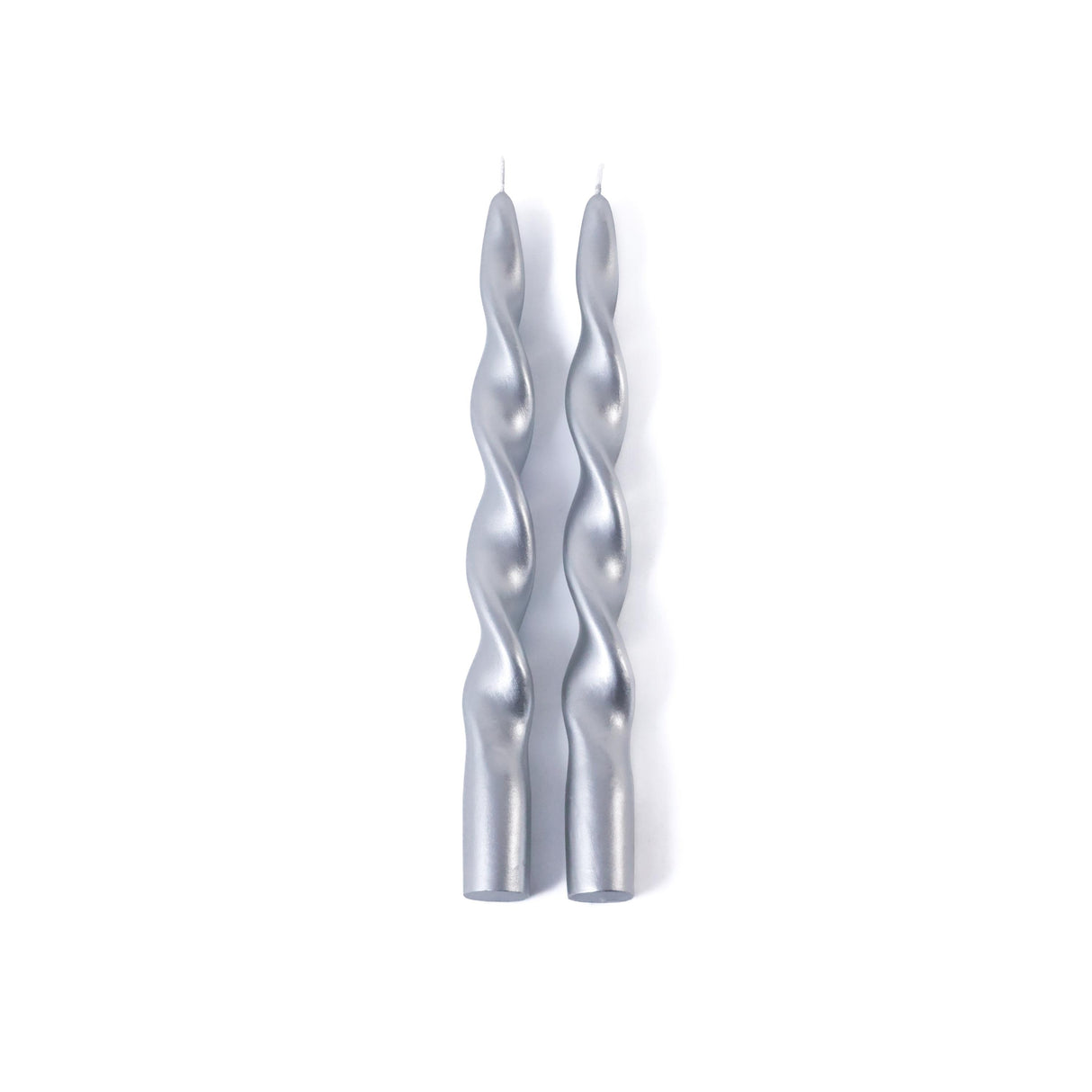 Zodax 10" Silver Lumire Twist Formal Taper Candles, Set of 12 Holiday Table Dcor