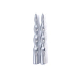 Zodax 10" Silver Lumire Twist Formal Taper Candles, Set of 12 Holiday Table Dcor