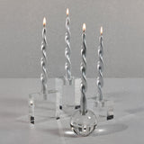 Zodax 10" Silver Lumire Twist Formal Taper Candles, Set of 12 Holiday Table Dcor