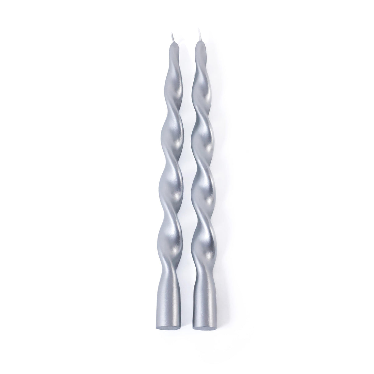 Zodax 12" Silver Lumire Twist Formal Taper Candles, Set of 12 Holiday Table Dcor