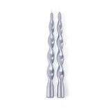 Zodax 12" Silver Lumire Twist Formal Taper Candles, Set of 12 Holiday Table Dcor