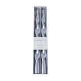 Zodax 12" Silver Lumire Twist Formal Taper Candles, Set of 12 Holiday Table Dcor