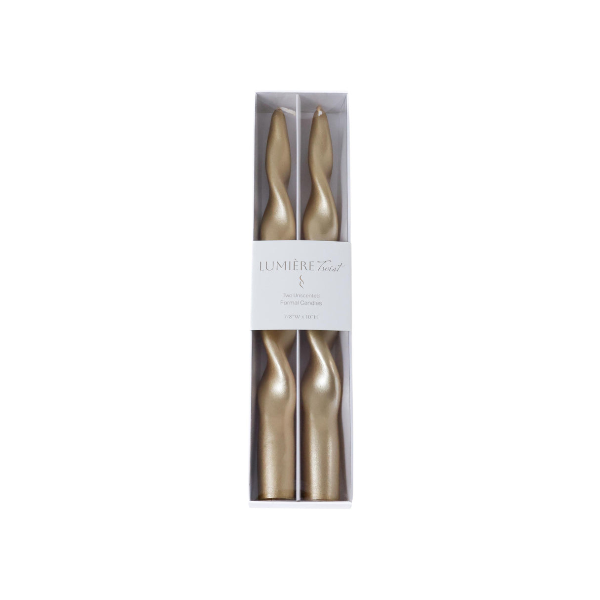 Zodax 10" Gold Lumire Twist Formal Taper Candles, Set of 12 Holiday Table Dcor