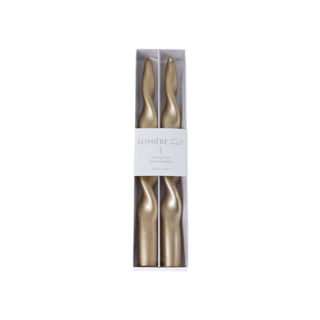 Zodax 10" Gold Lumire Twist Formal Taper Candles, Set of 12 Holiday Table Dcor