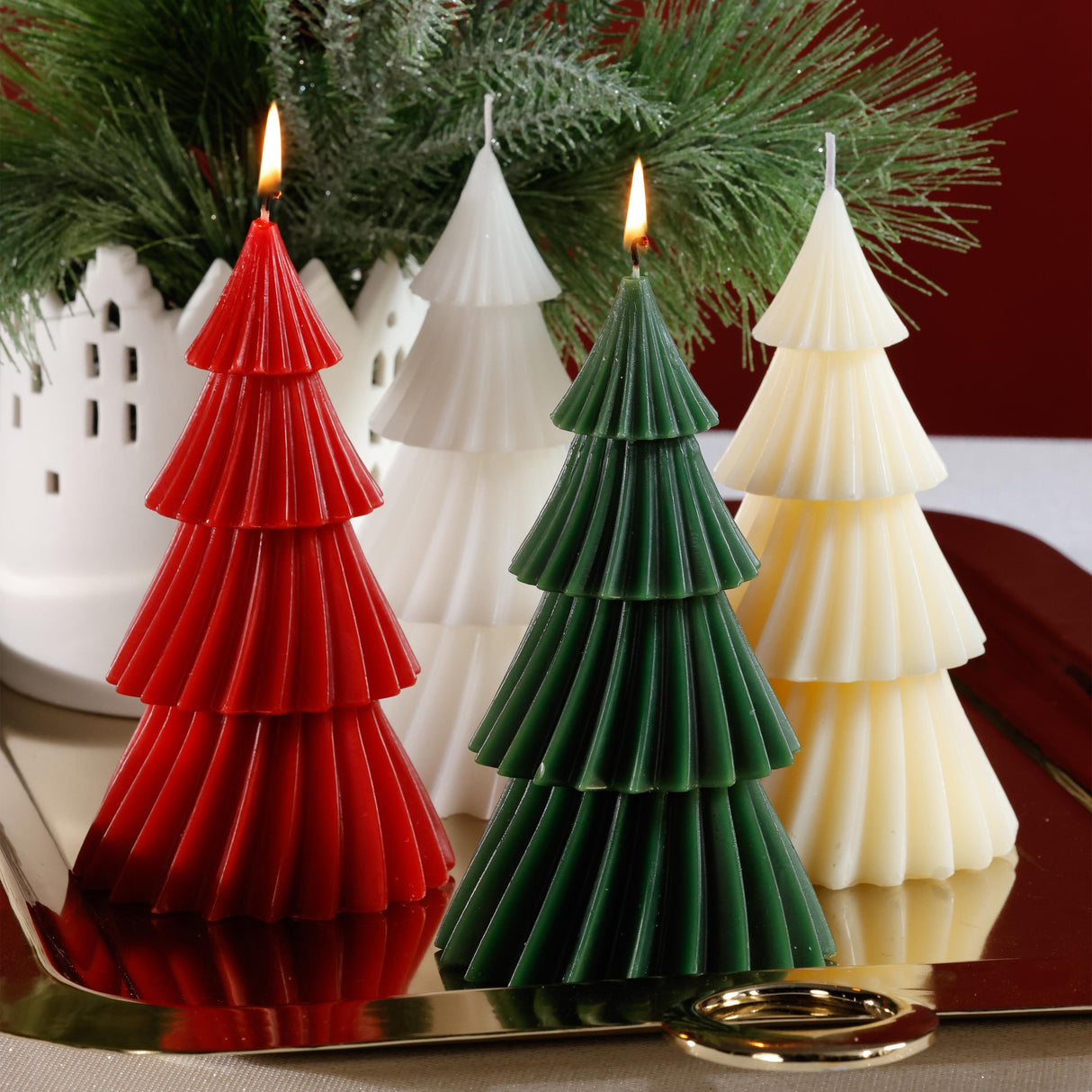Zodax Ivory Twinkle Tree Decorative Holiday Candles, Set of 6