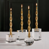 Zodax 12" Gold Lumire Twist Formal Taper Candles, Set of 12 Holiday Table Dcor
