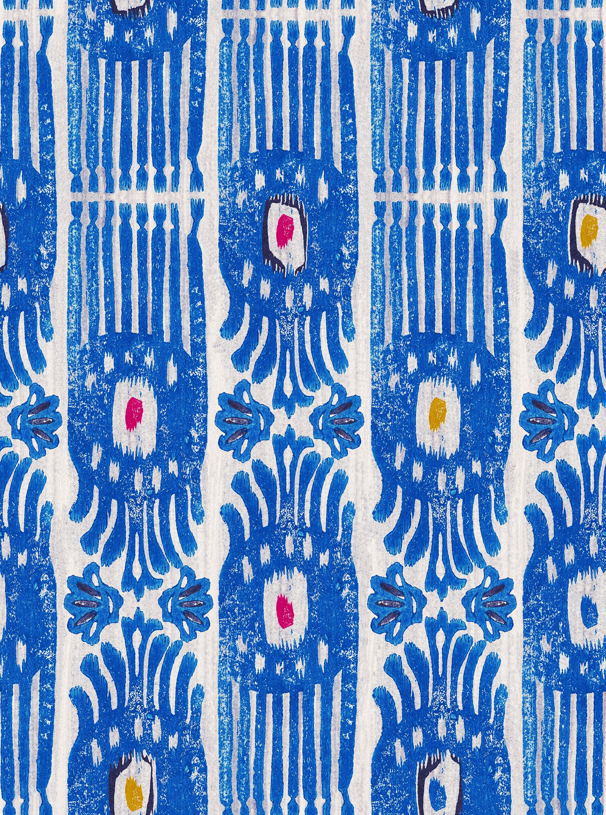 MindTheGap IKAT Carnival BLUE/WHITE/RED/YELLOW Wallpaper