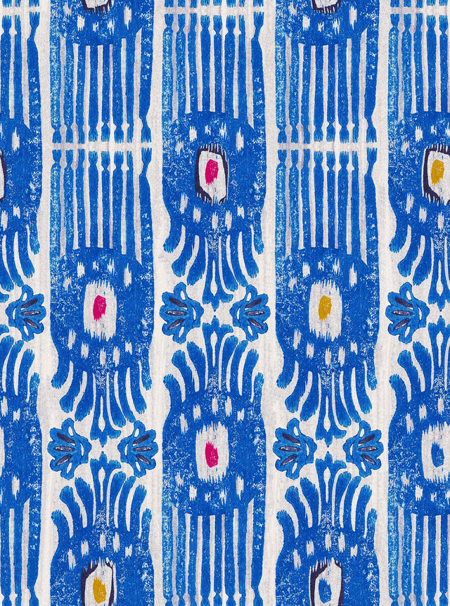 MindTheGap IKAT Carnival BLUE/WHITE/RED/YELLOW Wallpaper