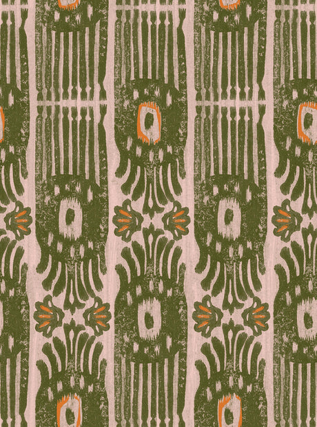 MindTheGap IKAT Notting Hill GREEN/ORANGE/TAUPE Wallpaper