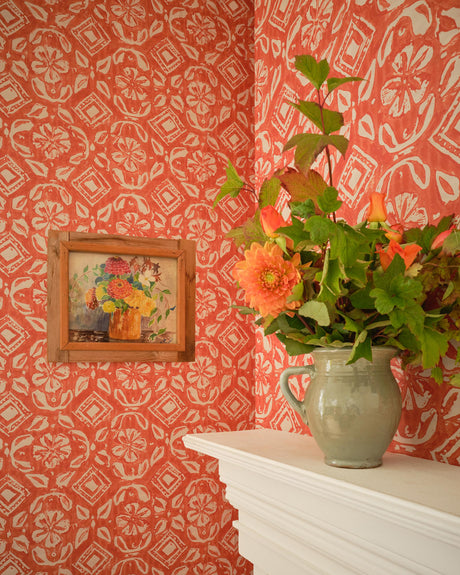 MindTheGap WALLFLOWER Clementine ORANGE/TAUPE Wallpaper