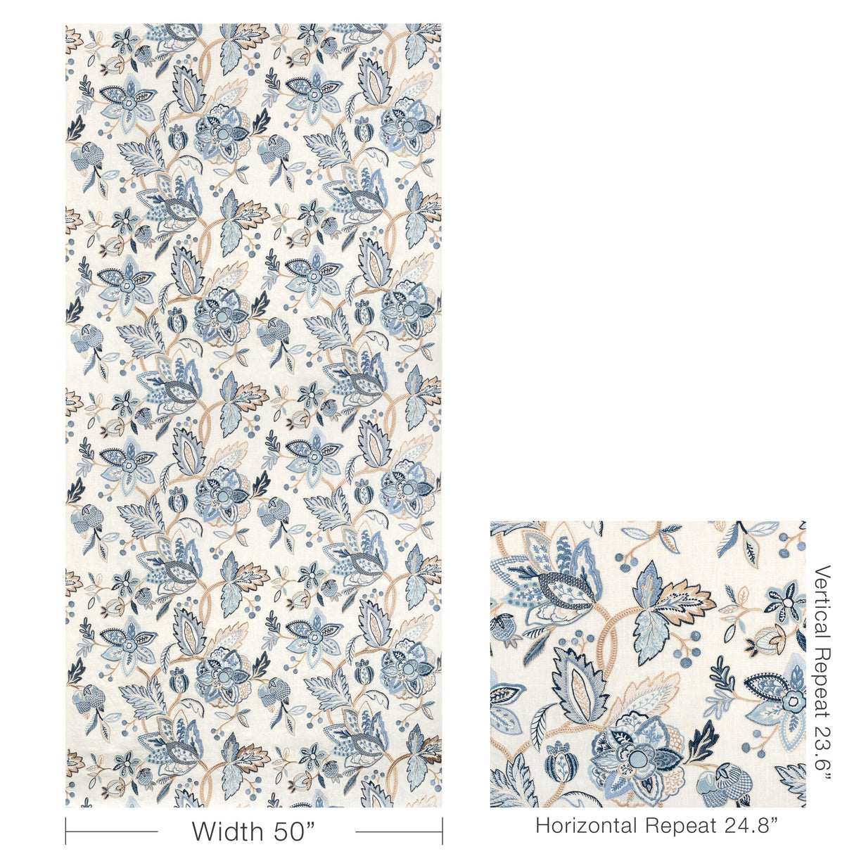 Brunschwig & Fils SIERRE EMB BLUE Fabric