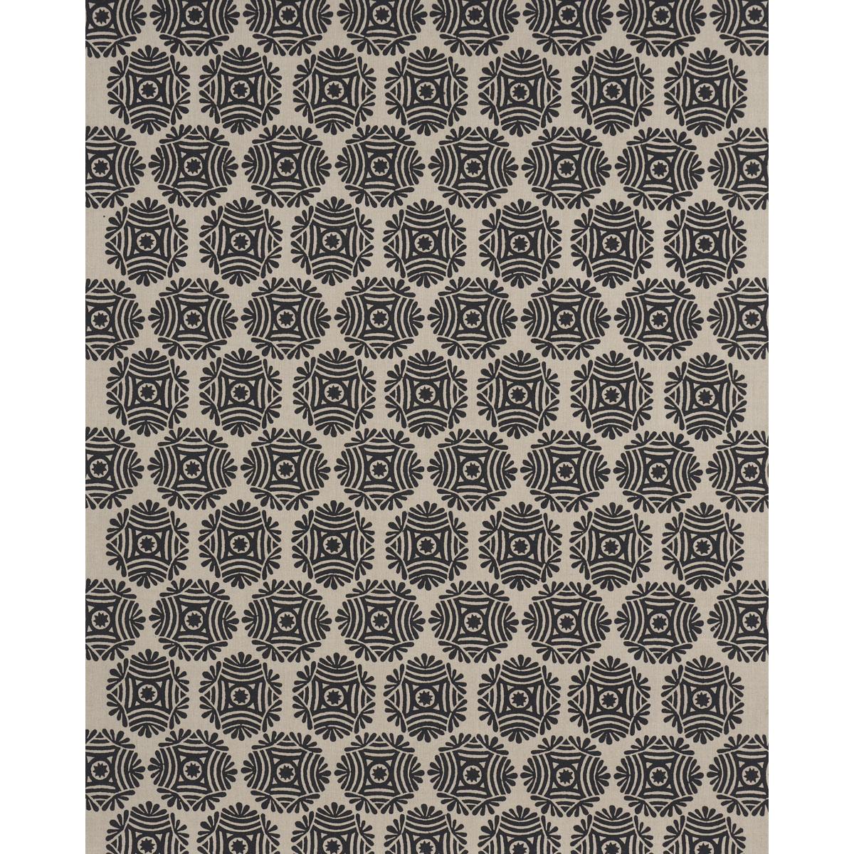 Schumacher Gilded Star Hand Block Black Fabric