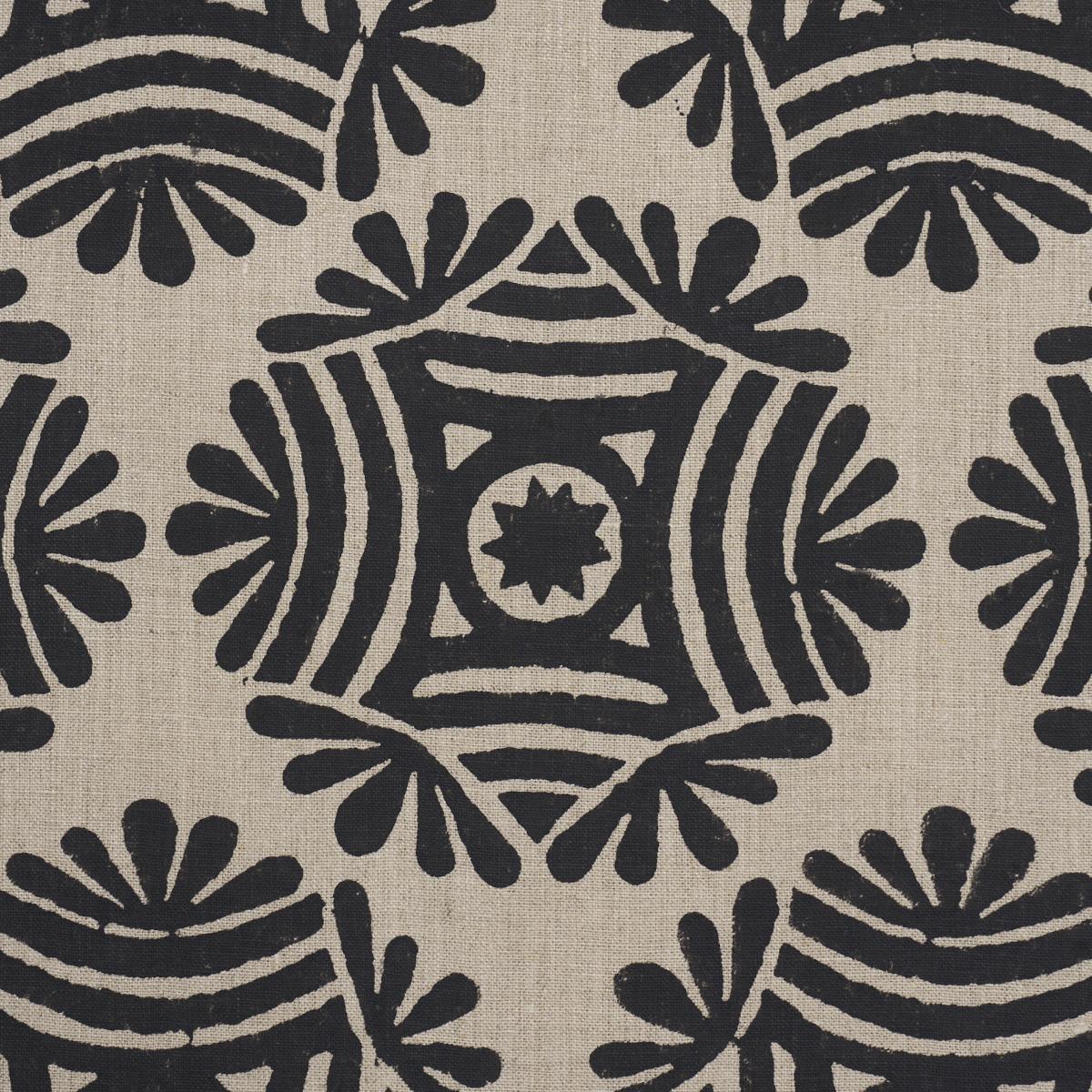 Schumacher Gilded Star Hand Block Black Fabric