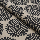 Schumacher Gilded Star Hand Block Black Fabric