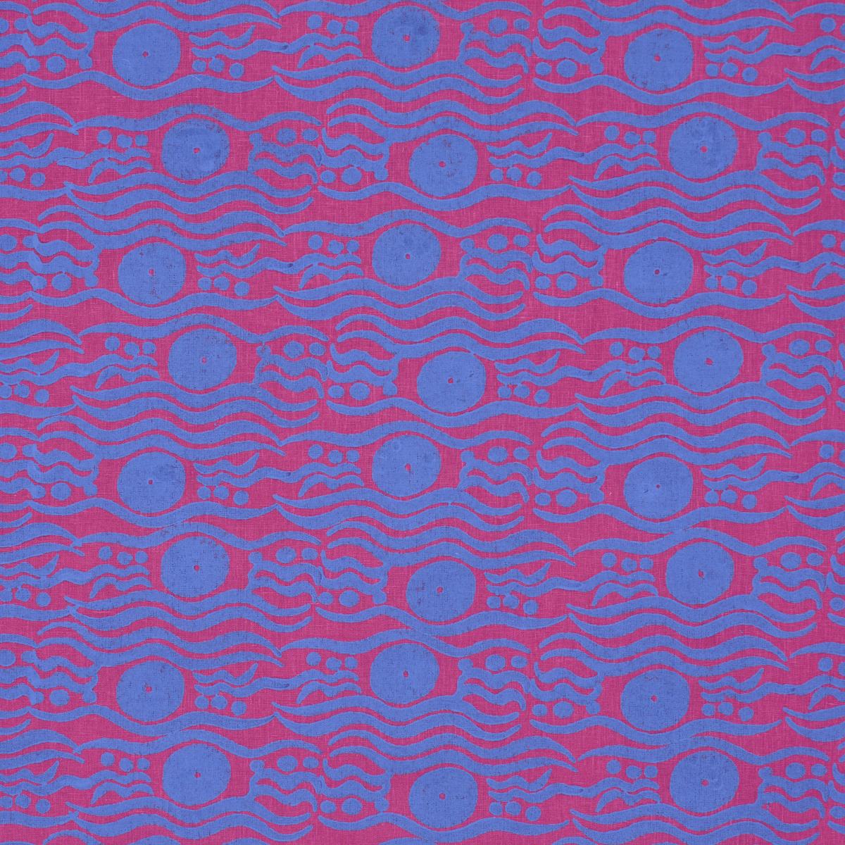 Schumacher Bosphorus Hand Block Fuchsia & Blue Fabric