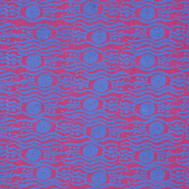 Schumacher Bosphorus Hand Block Fuchsia & Blue Fabric
