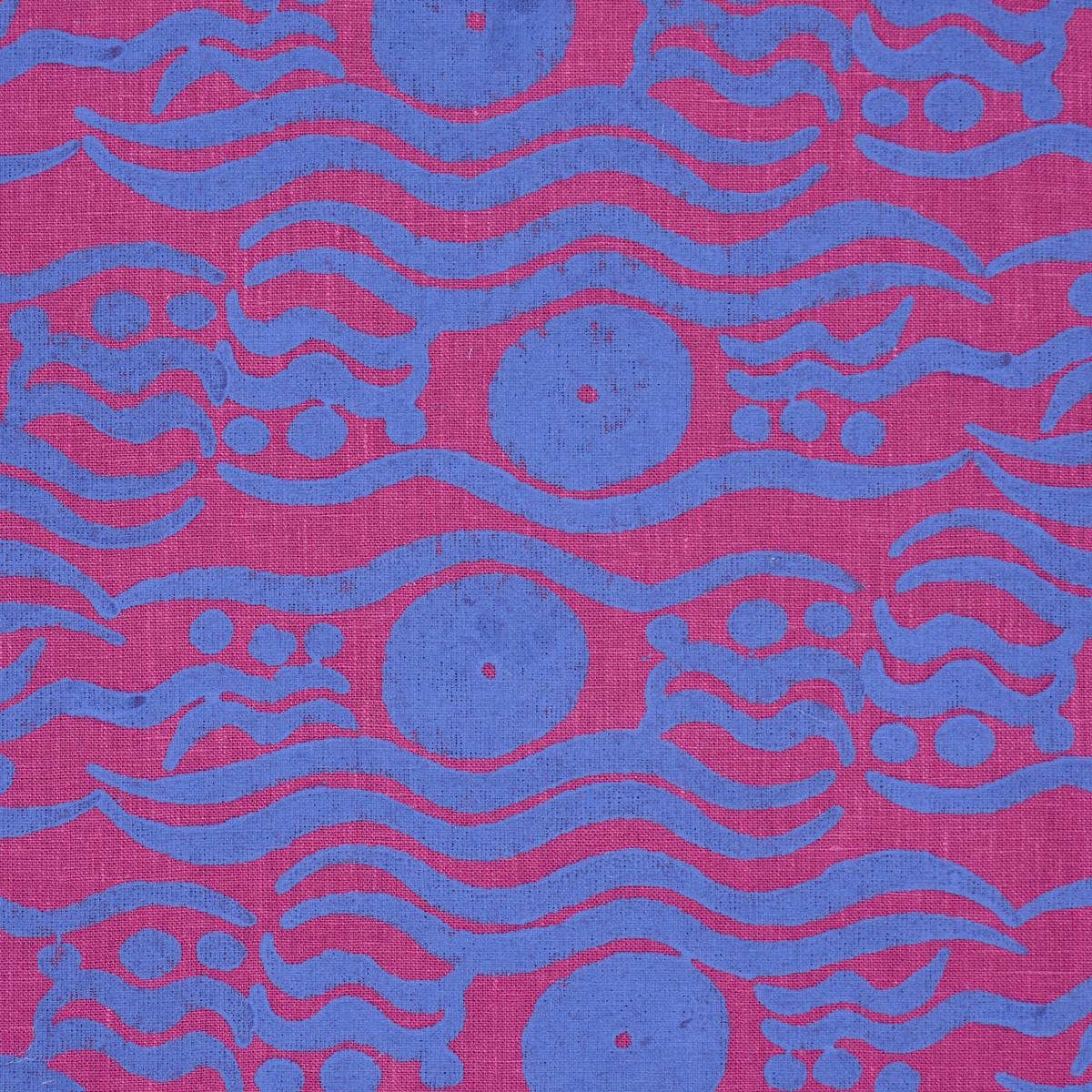 Schumacher Bosphorus Hand Block Fuchsia & Blue Fabric