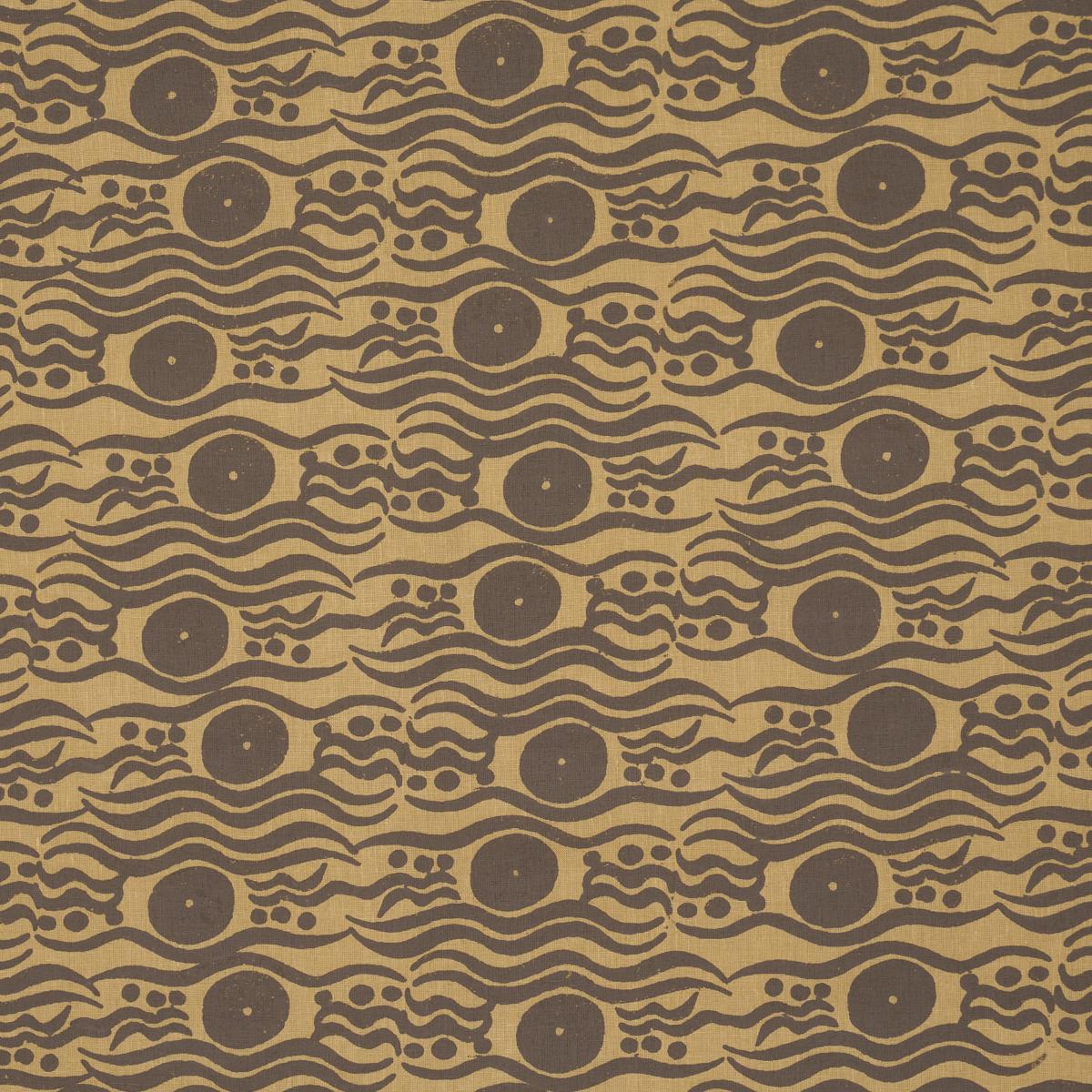 Schumacher Bosphorus Hand Block Ochre & Brown Fabric