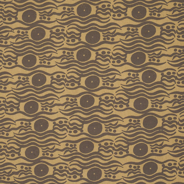 Schumacher Bosphorus Hand Block Ochre & Brown Fabric