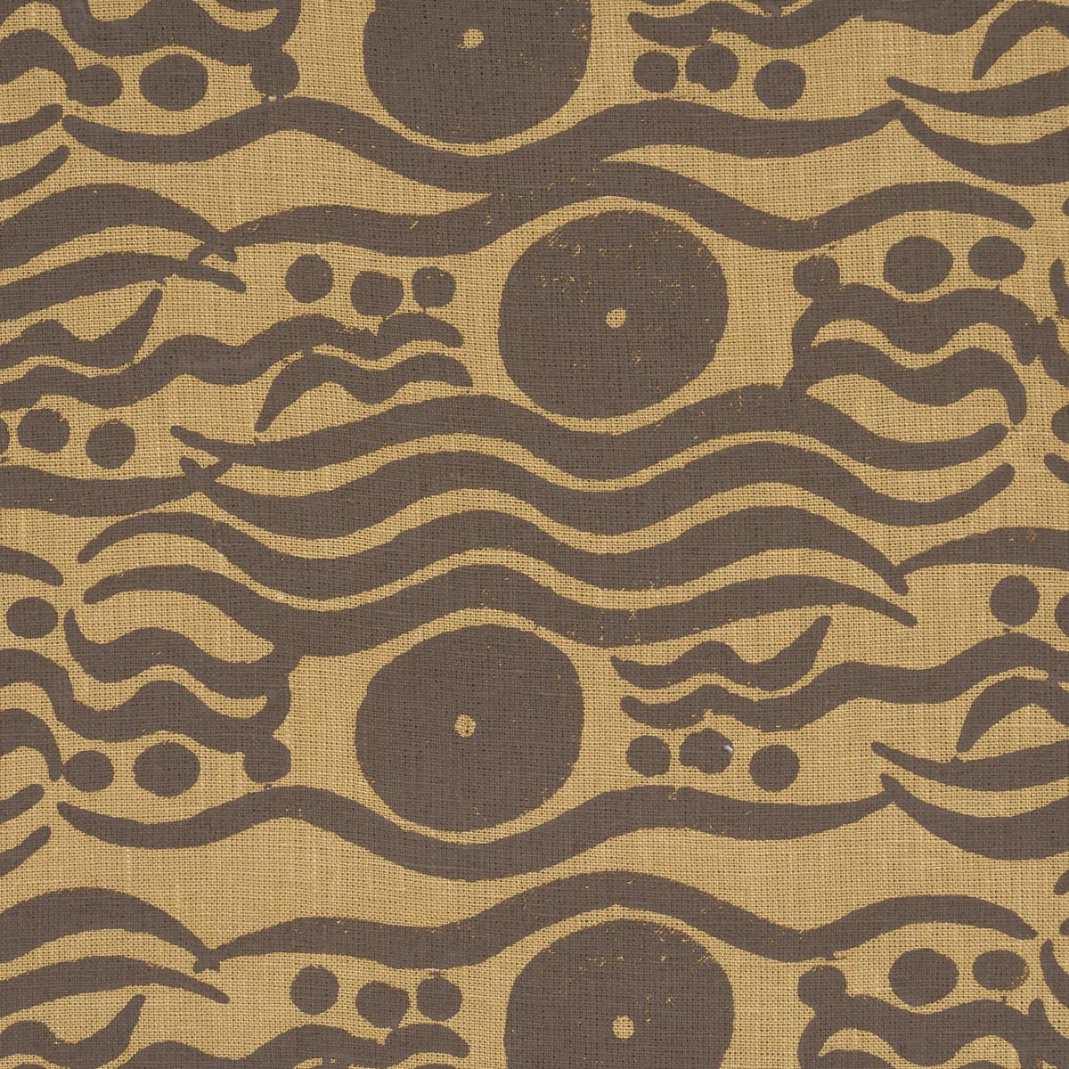 Schumacher Bosphorus Hand Block Ochre & Brown Fabric