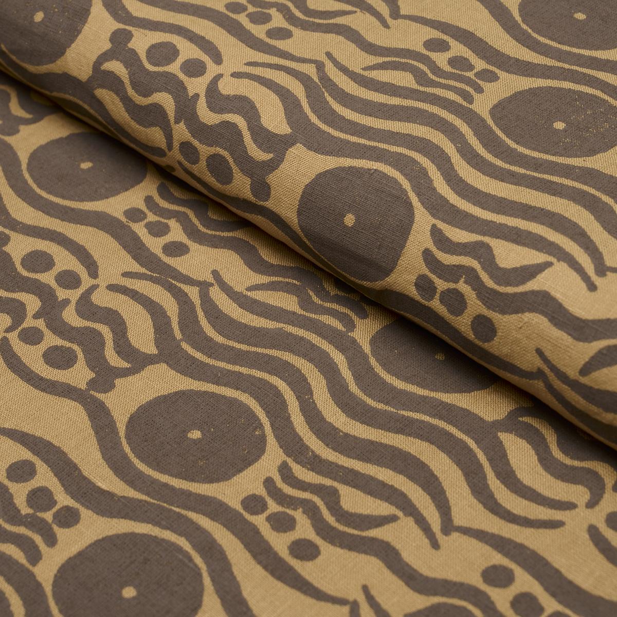Schumacher Bosphorus Hand Block Ochre & Brown Fabric
