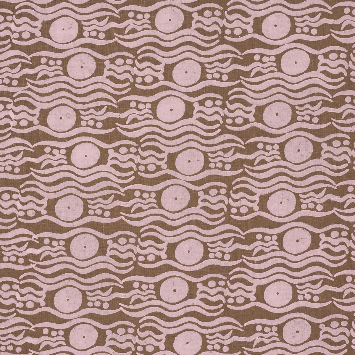 Schumacher Bosphorus Hand Block Brown & Pink Fabric