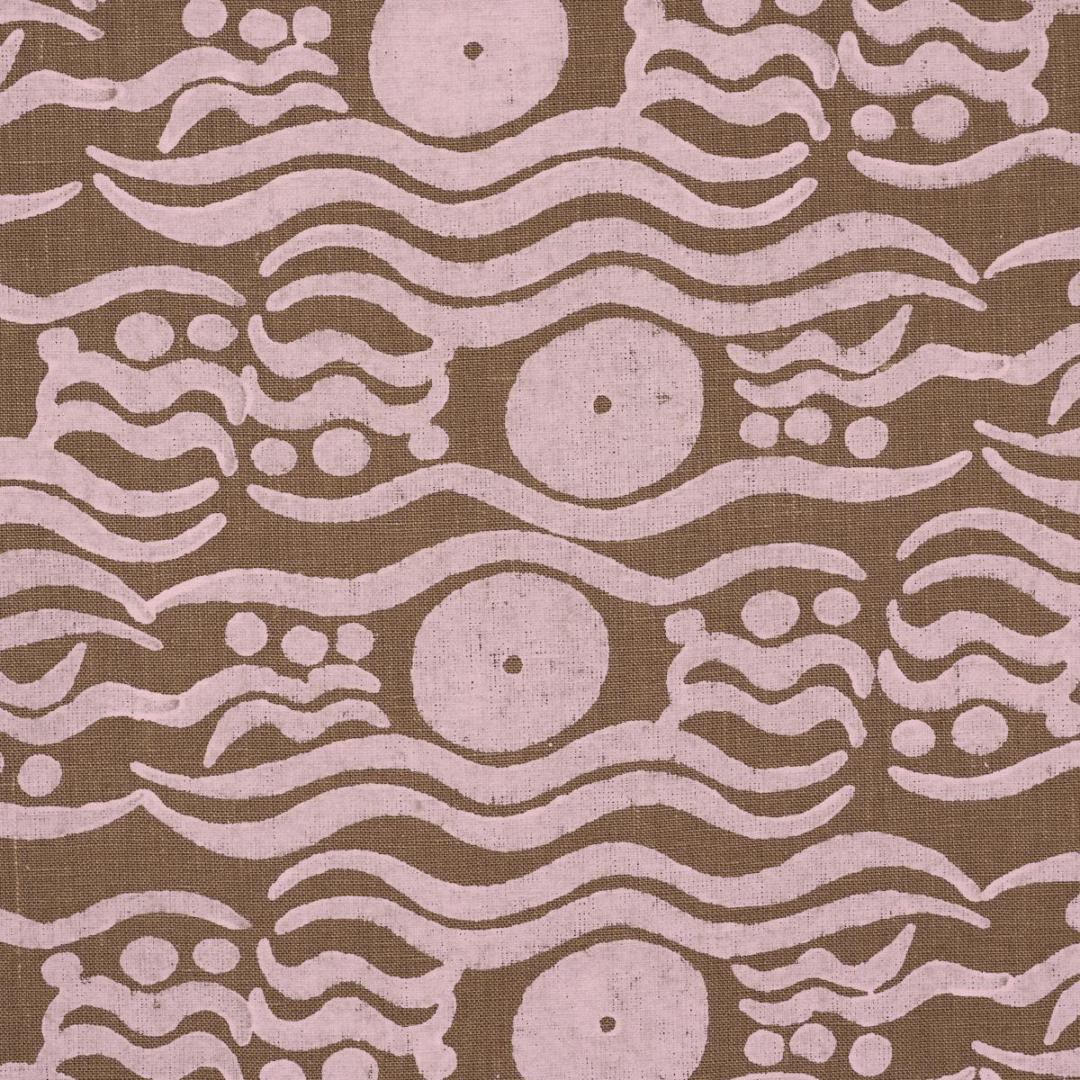 Schumacher Bosphorus Hand Block Brown & Pink Fabric