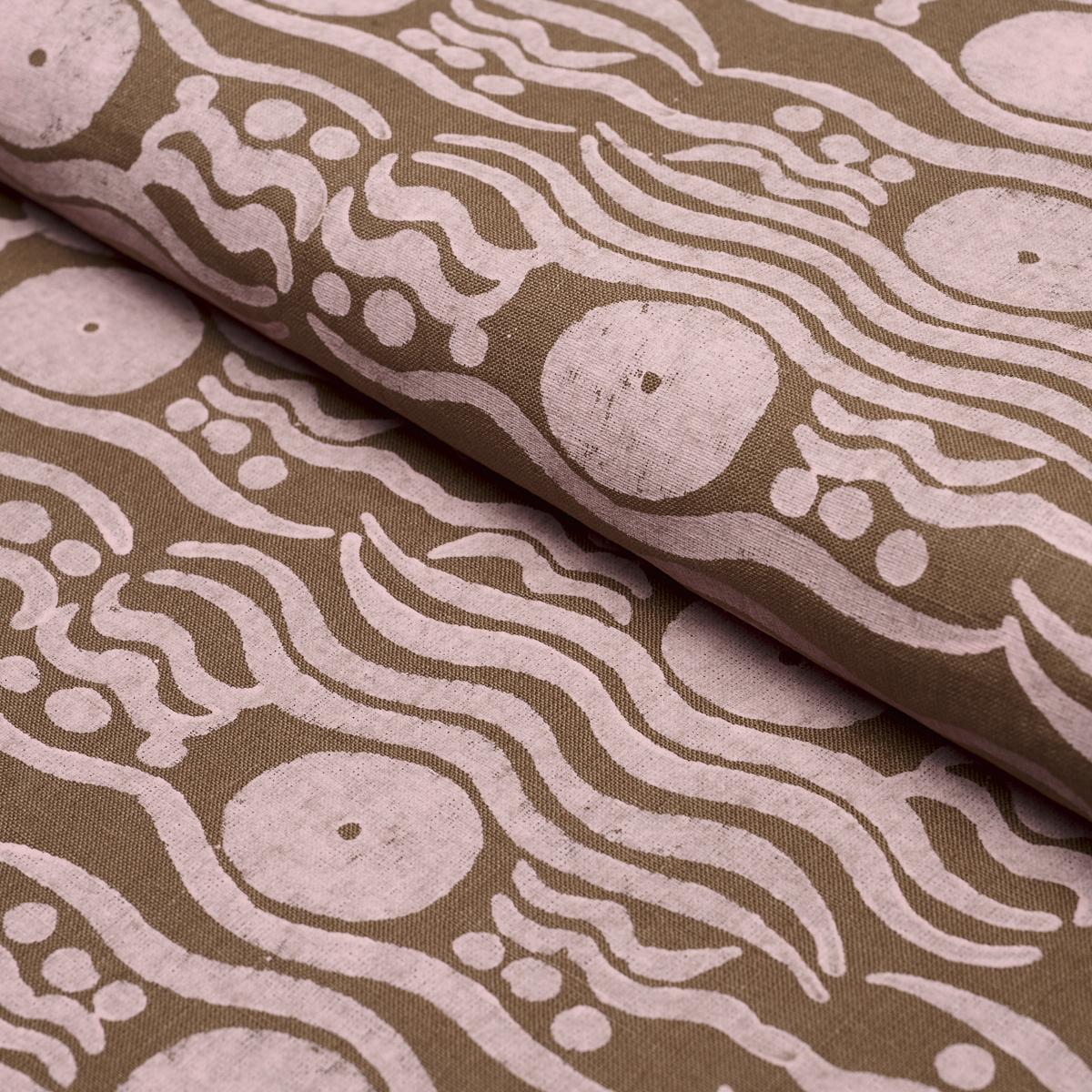 Schumacher Bosphorus Hand Block Brown & Pink Fabric