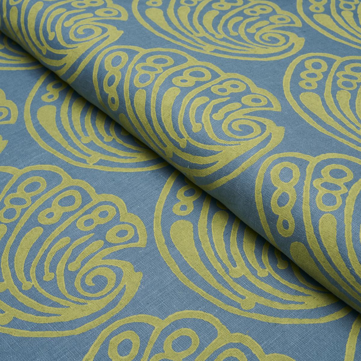 Schumacher Ramsgate Hand Block Seaweed Fabric
