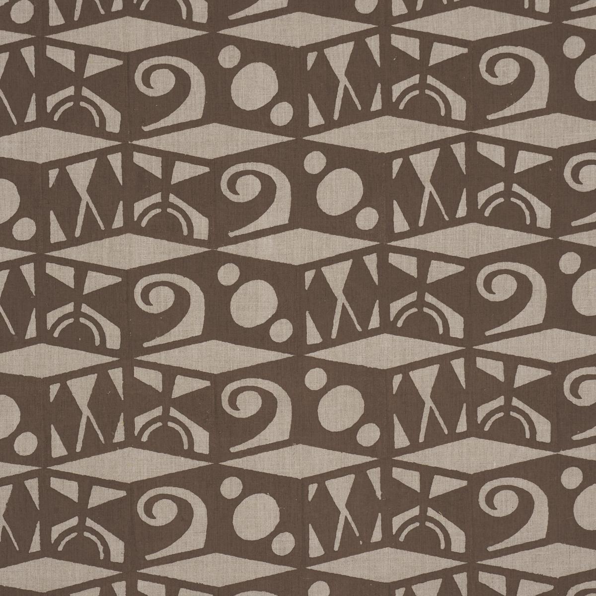Schumacher Tarot Hand Block Brown Fabric