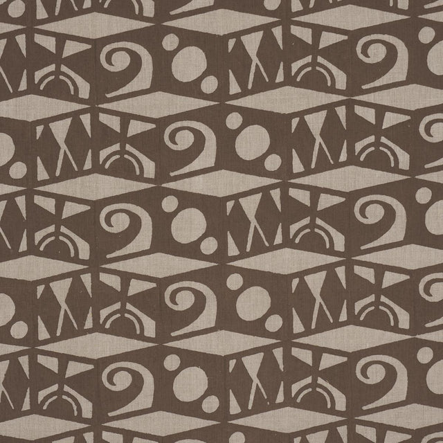 Schumacher Tarot Hand Block Brown Fabric