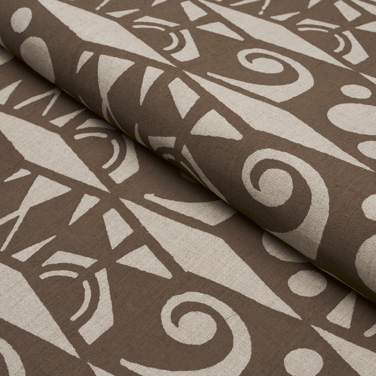 Schumacher Tarot Hand Block Brown Fabric