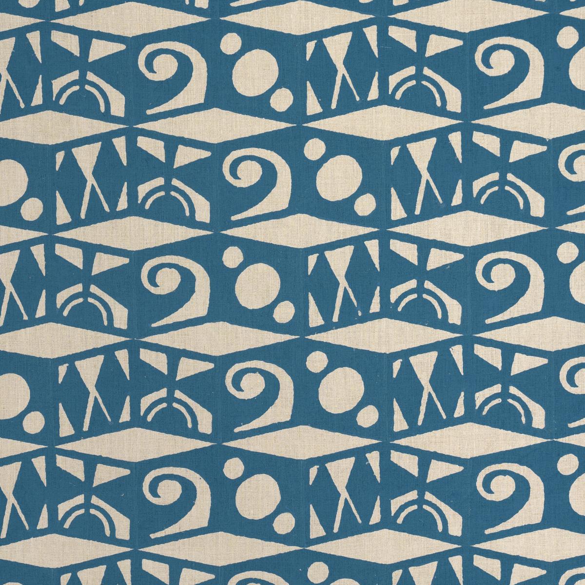 Schumacher Tarot Hand Block Mineral Blue Fabric