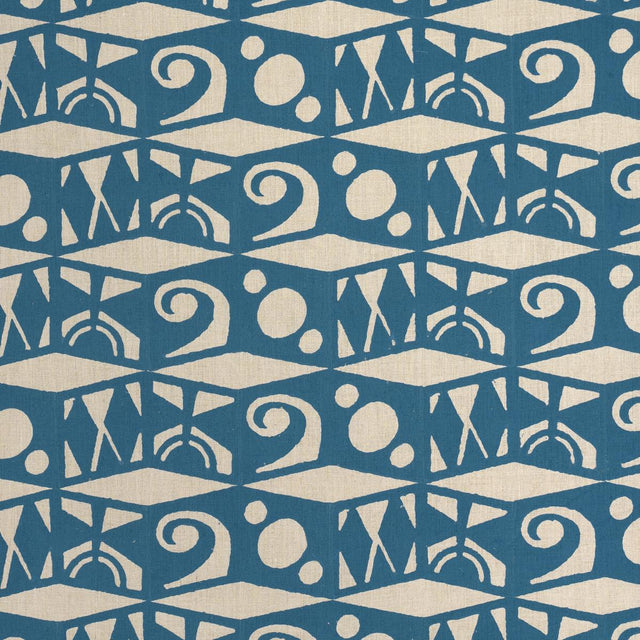Schumacher Tarot Hand Block Mineral Blue Fabric