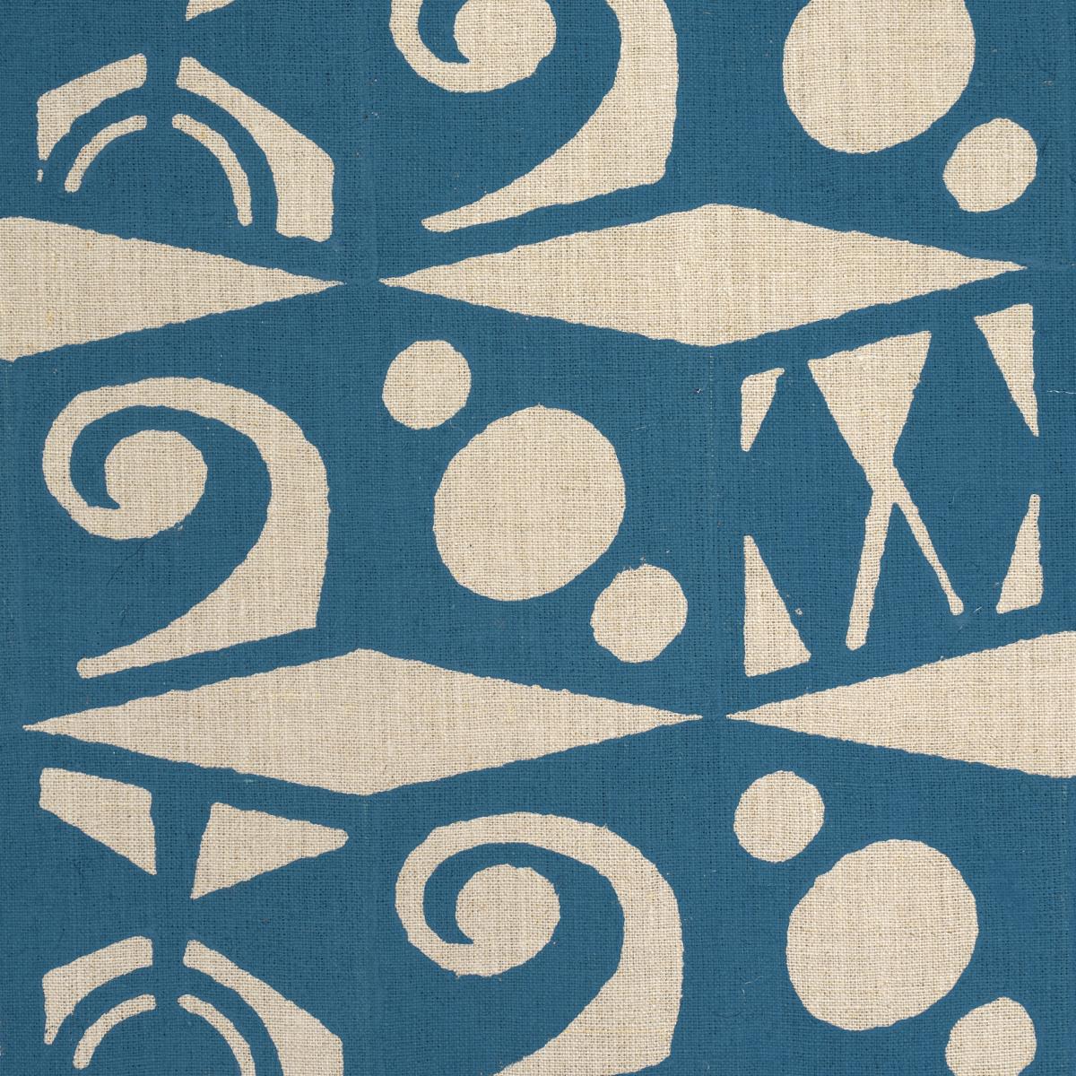 Schumacher Tarot Hand Block Mineral Blue Fabric