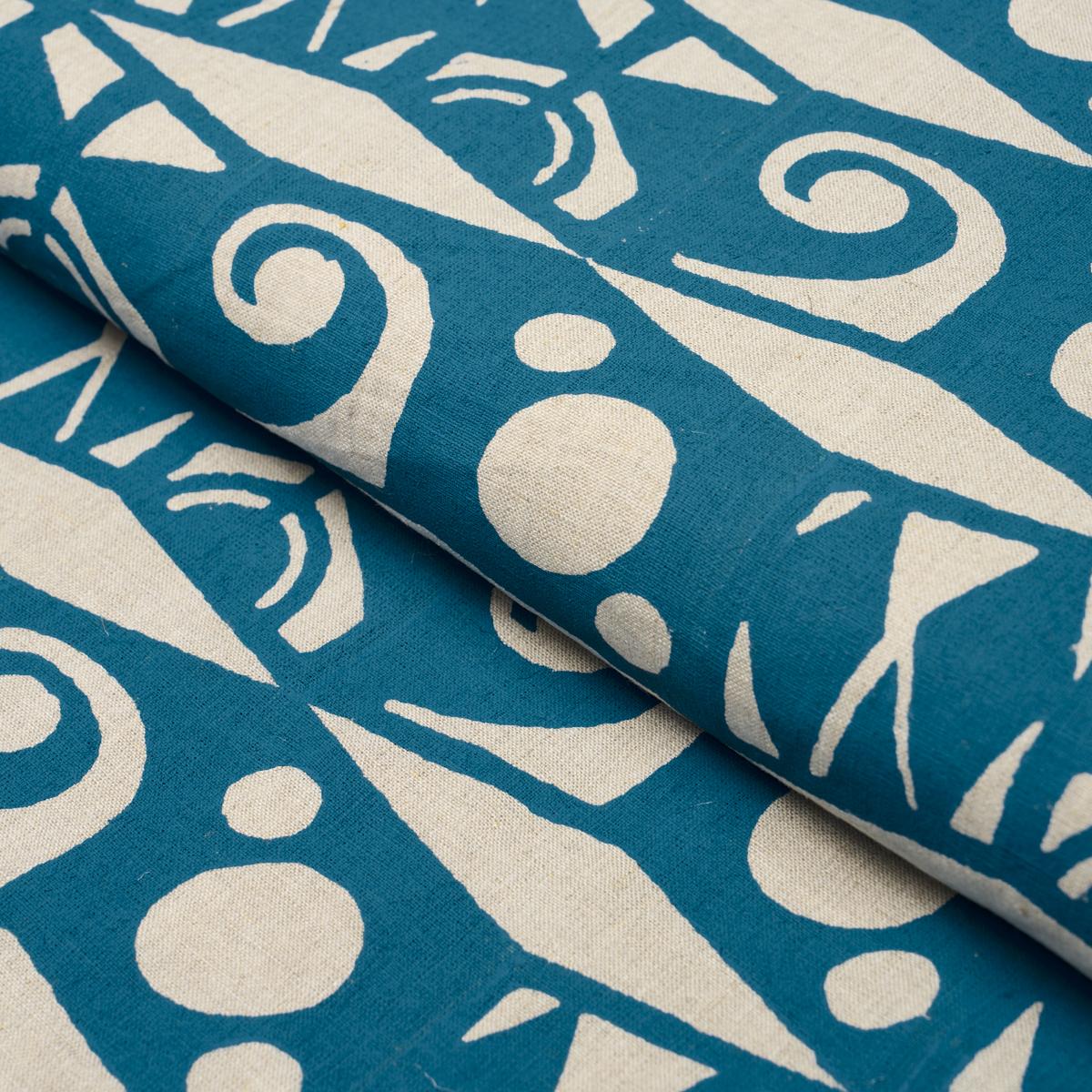 Schumacher Tarot Hand Block Mineral Blue Fabric