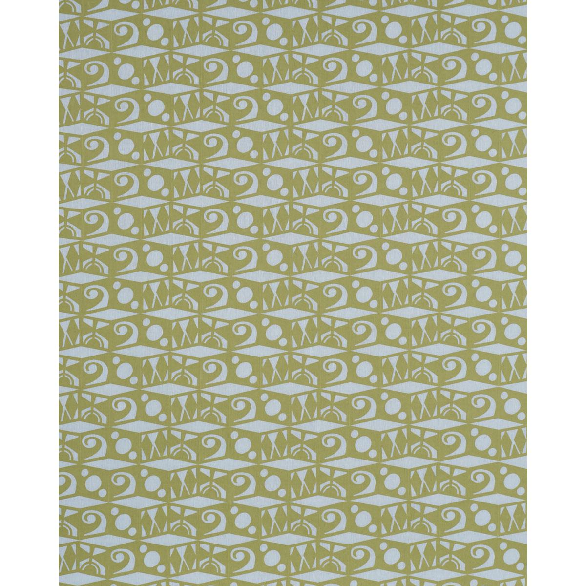 Schumacher Tarot Hand Block Sky & Green Fabric