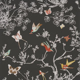 Schumacher Birds & Butterflies Graphite Wallpaper