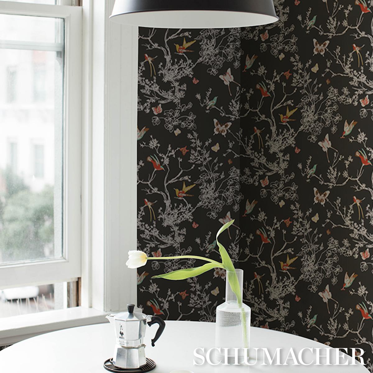 Schumacher Birds & Butterflies Graphite Wallpaper – DecoratorsBest