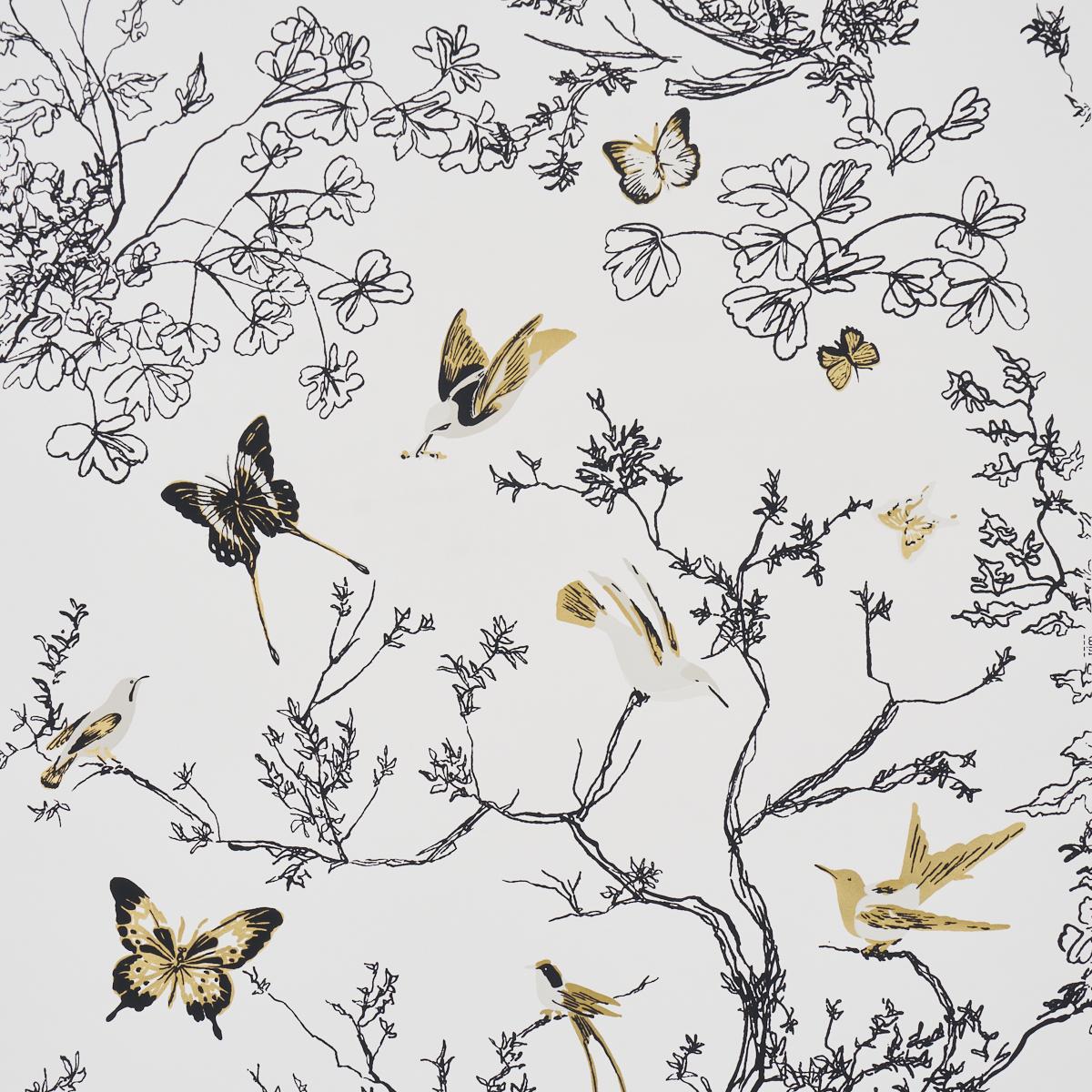 Schumacher Birds & Butterflies Neutral Wallpaper