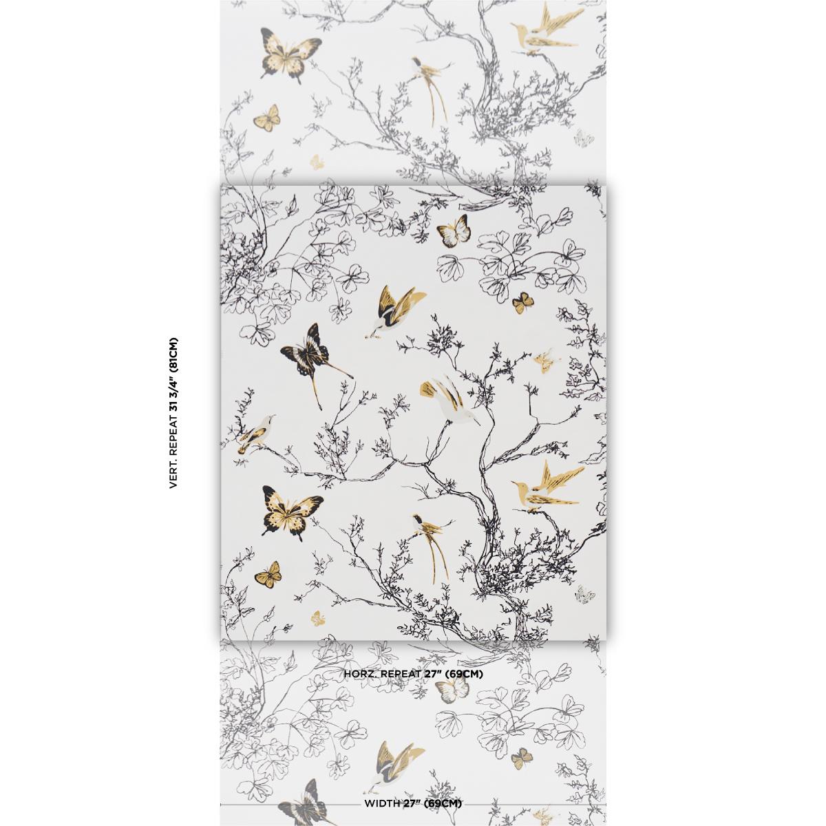 Schumacher Birds & Butterflies Black & Gold Wallpaper