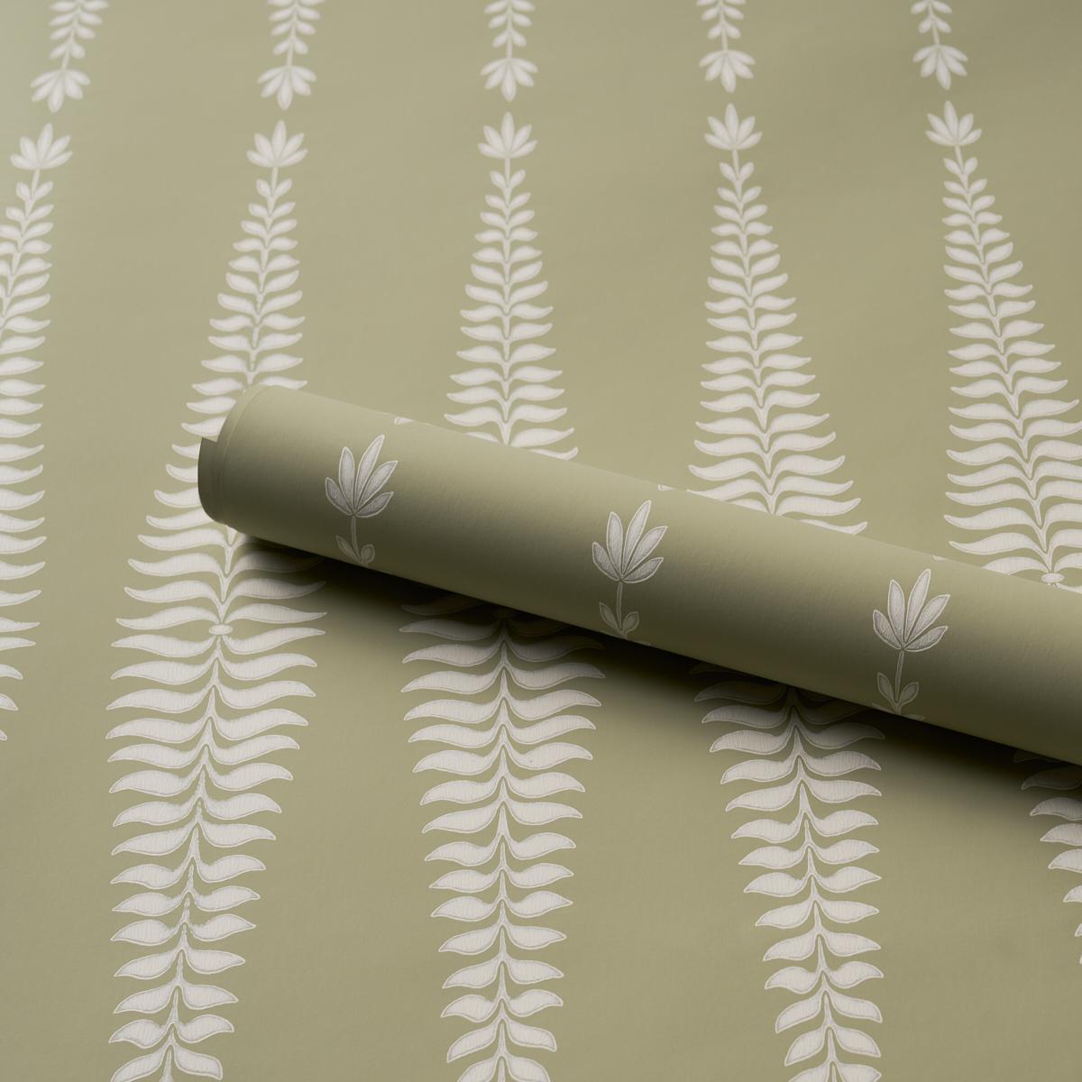 Schumacher Fern Tree Olive Wallpaper