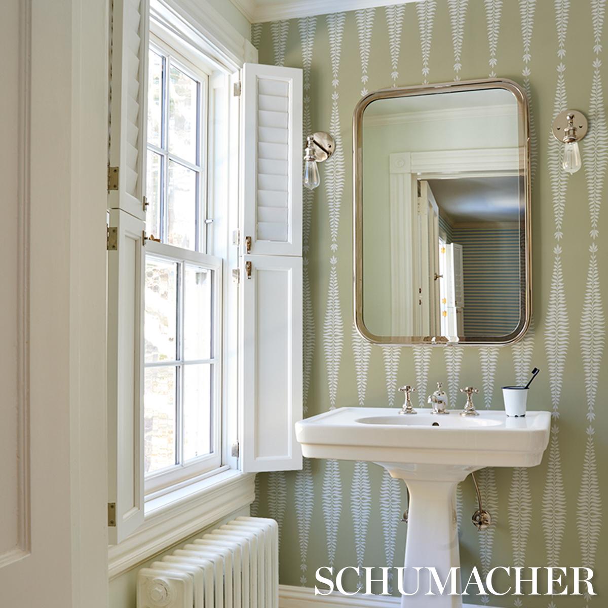 Schumacher Fern Tree Olive Wallpaper