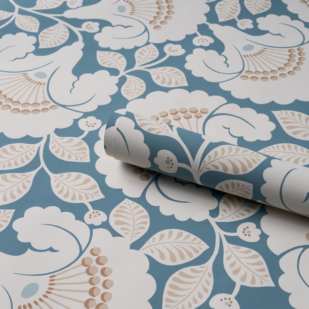 Schumacher Jackie Indigo Wallpaper