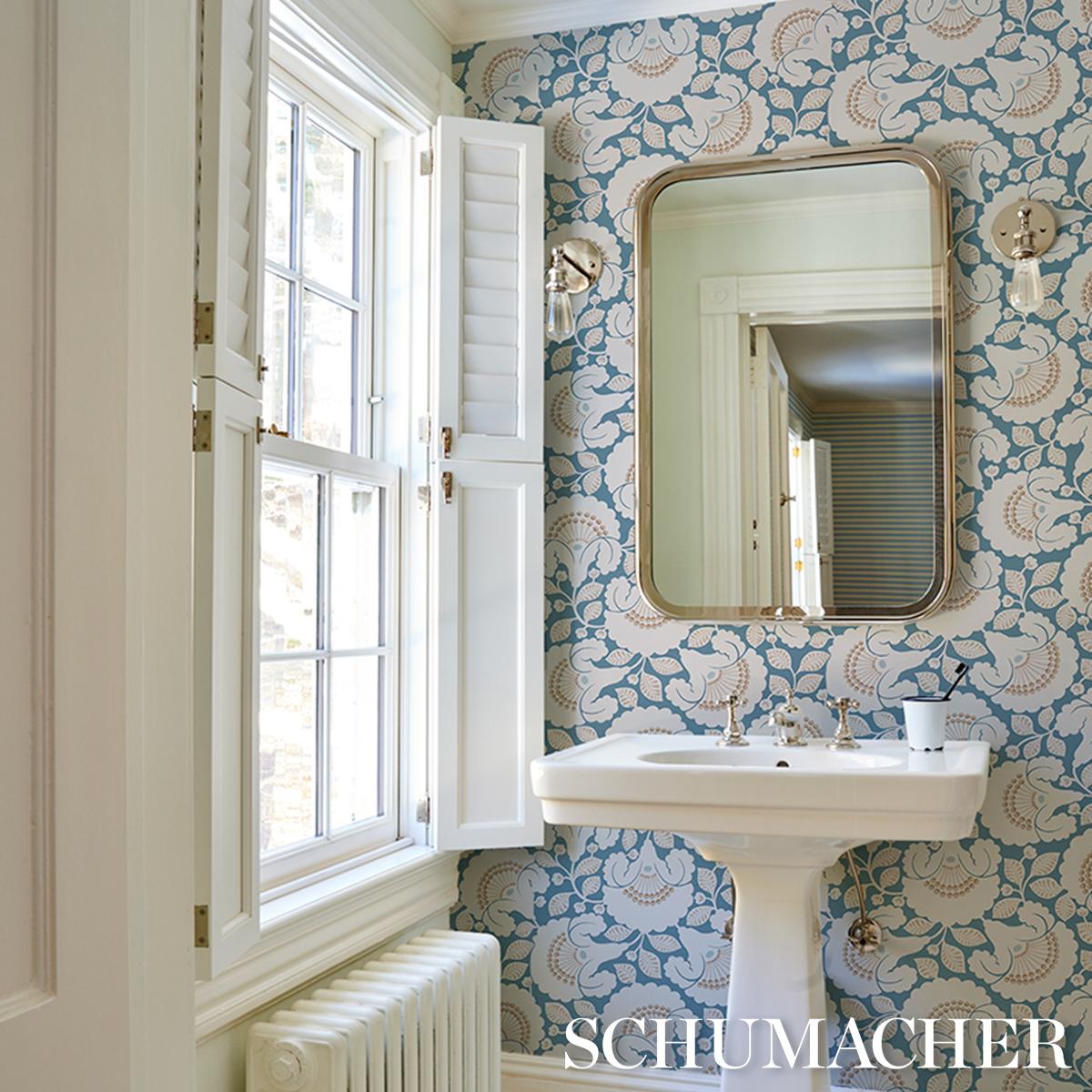 Schumacher Jackie Indigo Wallpaper