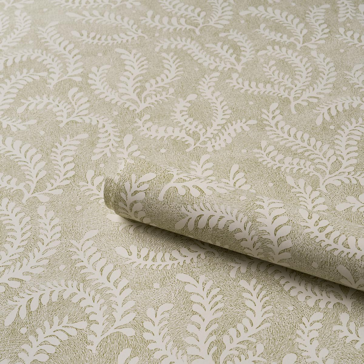 Schumacher Etched Fern Green Wallpaper